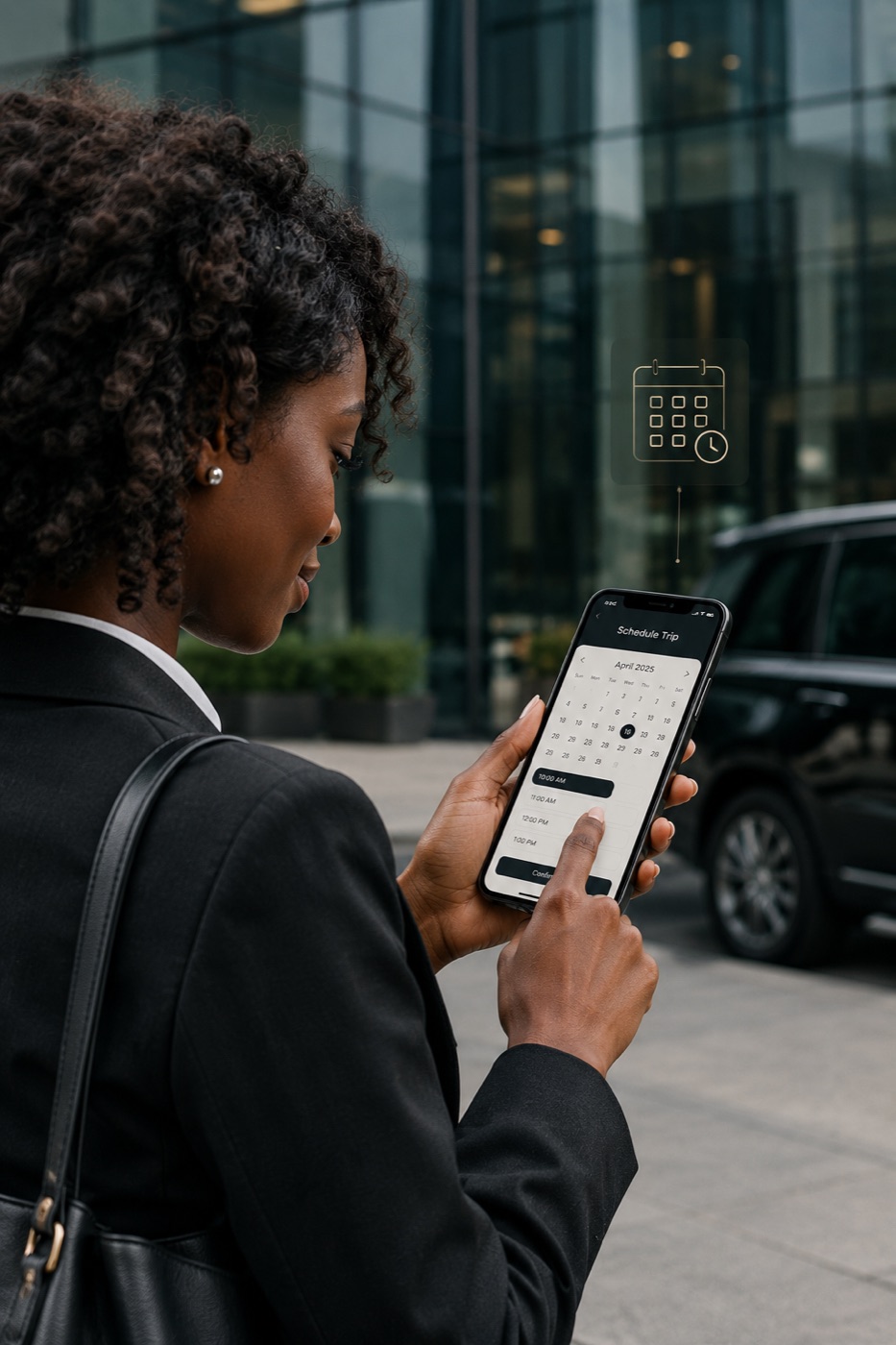 A rider scheduling a trip in the Zeno app